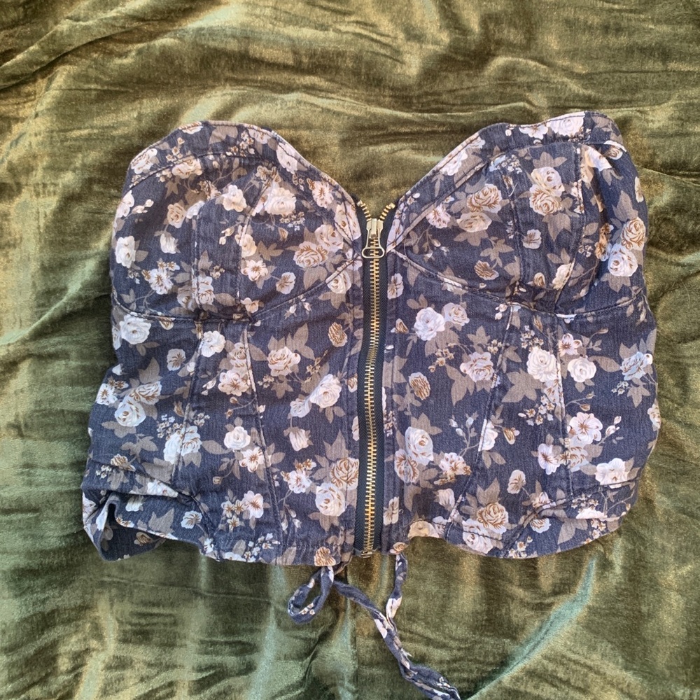 Denim corset top